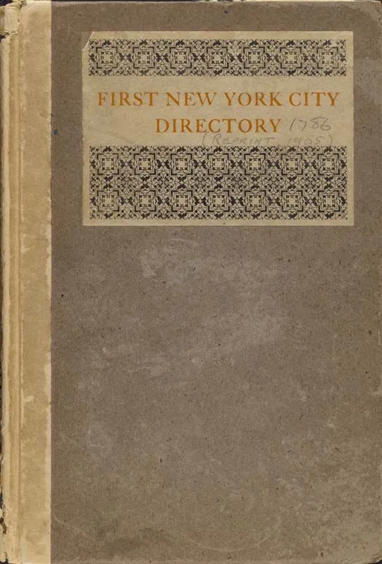 The cover of "First New York City Directory"